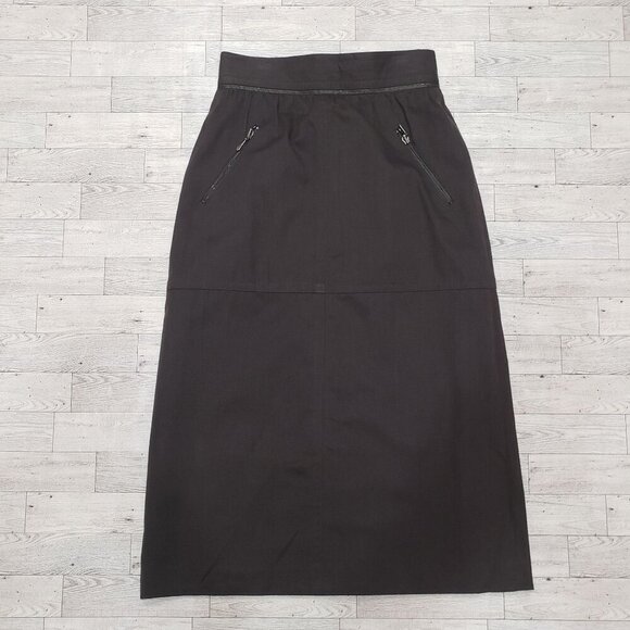 VTG Laurèl by Escada Military Moto Midi Skirt Zipper Split Brown Size 36 US 2/4 - Picture 5 of 12